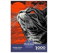 Puzzle 1000 Pièces pour Adolescents Cat Gazing at The Orange Sky Puzzles pour Adultes : Améliorent La Mémoire - Difficile Et Stimulant - Cadeaux De Noël Et d'anniversaire 38x26cm/1000pcs