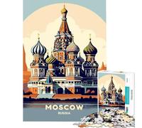 Puzzle 1000 pièces pour Adolescents Cathédrale Saint-Basile Moscou Russie Puzzle 1000 pièces Jouet Anti-Stress Vacances à la Maison Passer Le Temps Cadeaux de Noël et d'anniversaire (38x26cm)