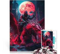 Puzzle 1000 pièces pour Adolescents Cavalier de Dragon dans Un Paysage Urbain défi éducatif Convient aux Couples 75x50cm