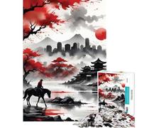 Puzzle 1000 pièces pour Adolescents Cavalier Solitaire dans Un Ciel Rouge Jeu éducatif défi Jouet Familial Course de Vitesse Manuelle Cadeau d'anniversaire (Taille 75x50cm)