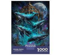 Puzzle 1000 Pièces pour Adolescents Celestial Whales in Golden Cage Puzzle pour Adultes, Jouet, Décoration Murale, Cadeaux pour Femmes, Anniversaire Et Cadeaux Uniques 38x26cm/1000pcs