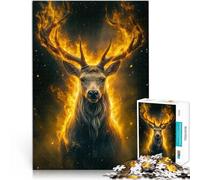 Puzzle 1000 pièces pour Adolescents Cerf Alpha Ardent Jouets de Divertissement Familial est idéal comme Cadeau pour Toute la Famille 52x38cm