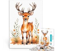 Puzzle 1000 pièces pour Adolescents Cerf Aquarelle Jeux éducatifs Décoration d'intérieur Offrir en Cadeau à Toute la Famille 38x26cm