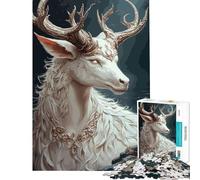 Puzzle 1000 pièces pour Adolescents Cerf Blanc Mythique Jeu éducatif et Relaxant Cadeau d'anniversaire (Dimensions 38x26cm)