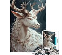 Puzzle 1000 pièces pour Adolescents Cerf Blanc Mythique Jeu éducatif et Relaxant Cadeau d'anniversaire (Dimensions 38x52cm)