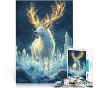Puzzle 1000 pièces pour Adolescents Cerf Magique doré Défi Difficile pour soulager Le Stress Cadeau pour Les Anniversaires 52x38cm