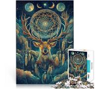 Puzzle 1000 pièces pour Adolescents Cerf Magique Fantastique Jouets de Divertissement Familial Convient aux Couples 26x38cm