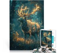 Puzzle 1000 pièces pour Adolescents Cerf Magique Jeu Familial Anti-Stress Défi Difficile avec Affiche et Feuille de Questions correspondantes 38x26cm