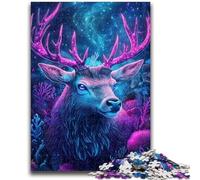 Puzzle 1000 pièces pour Adolescents Cerf psychédélique Anti-Stress Défi Difficile À Offrir en Cadeau à Toute la Famille 38x26cm