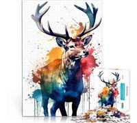 Puzzle 1000 pièces pour Adolescents Cerfs Cerfs Difficile à réaliser mais Amusant et Humoristique Une œuvre d'art 38x26cm