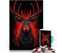 Puzzle 1000 pièces pour Adolescents Cerfs Rouges et Noirs Jeu Familial Anti-Stress Défi Difficile Œuvre d'art 52x38cm