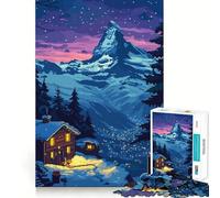 Puzzle 1000 pièces pour Adolescents Cervin Suisse Art pixelisé Bords précis Entraînement Mental Jeu Amusant et Calme Cadeau d'anniversaire Artistique (38x52cm)