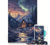 Puzzle 1000 pièces pour Adolescents Chalet dans Les Montagnes enneigées Jeu d'art aux Bords précis Exercice Mental Jeu Amusant et Calme Cadeau d'anniversaire Artistique (38x26cm)