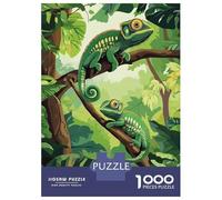 Puzzle 1000 Pièces pour Adolescents Chameleons in The Jungle Puzzle pour Adultes Jeux Amusants Cadeaux pour Femmes pour Anniversaire, Noël 38x26cm/1000pcs