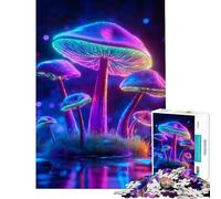Puzzle 1000 pièces pour Adolescents Champignons fluorescents Jouet addictif pour cultiver la Patience Casse-tête décoration Parfaite (Taille 38x52cm)