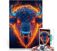 Puzzle 1000 pièces pour Adolescents Charge de buffles Lumineux Jouet éducatif d'apprentissage décoration Murale 75x50cm