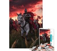 Puzzle 1000 pièces pour Adolescents Charge de Chevaliers médiévaux Jeu éducatif et intellectuel Cadeau d'anniversaire Apprentissage et éducation (Dimensions 38x52cm)