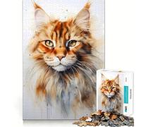 Puzzle 1000 pièces pour Adolescents Chat Aquarelle Bords précis Art Exercice Mental Jeu Calme et Amusant Cadeau d'anniversaire Artistique (50x75cm)