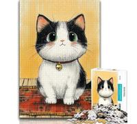 Puzzle 1000 pièces pour Adolescents Chat Assis sur Un Tapis, Anti-Stress, défi Difficile, Cadeaux d'anniversaire pour Les Adolescents de 14 Ans et Plus, 38x26cm