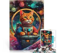 Puzzle 1000 pièces pour Adolescents Chat Astronaute de l'espace Défi Difficile pour soulager Le Stress Une œuvre d'art 75x50cm