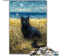 Puzzle 1000 pièces pour Adolescents, Chat au Ciel étoilé, adapté aux Personnes de 14 Ans et Plus Difficile à réaliser, mais Amusant et Humoristique Superbe Cadeau 50x75cm