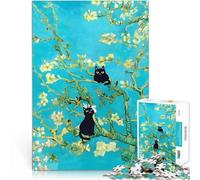 Puzzle 1000 pièces pour Adolescents Chat aux Fleurs d'amandier Jouets éducatifs d'apprentissage Œuvre d'art 75x50cm