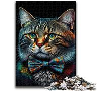Puzzle 1000 pièces pour Adolescents, Chat avec nœud, Jouet éducatif et intellectuel, Cadeau du Père Noël Secret, 50x75cm