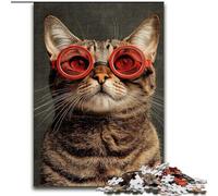 Puzzle 1000 pièces pour Adolescents Chat Buvant du café, Jouets éducatifs et éducatifs, Cadeaux d'anniversaire Uniques pour Les 14 Ans et Plus (Taille 26x38cm)