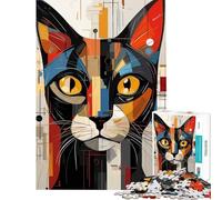 Puzzle 1000 pièces pour Adolescents Chat coloré cubisme Jeux relaxants Jouet addictif pour cultiver la Patience idées Cadeaux Apprentissage éducatif (Taille 38x26cm)