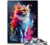 Puzzle 1000 pièces pour Adolescents, Chat coloré, Jeu Stimulant et Jeu Familial, décoration Murale, Cadeaux d'anniversaire et de Noël Uniques, 50x75cm