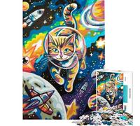 Puzzle 1000 pièces pour Adolescents Chat Cosmique Aventure Spatiale Idéal pour Un Anniversaire ou Noël Jeu Familial Amusant à partir de 14 Ans 50x75cm