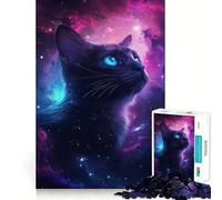 Puzzle 1000 pièces pour Adolescents Chat dans la Galaxie Décoration soignée,Jouet d'exercice Mental,Jeu de détente,Cadeau Amusant de Noël (50x75cm)