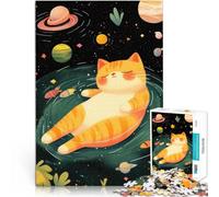 Puzzle 1000 pièces pour Adolescents Chat dans la Galaxie Spatiale Analyse et logique Décoration d'intérieur et Cadeaux Uniques 38x26cm