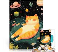 Puzzle 1000 pièces pour Adolescents Chat dans la Galaxie Spatiale Analyse et logique Décoration d'intérieur et Cadeaux Uniques 38x26cm