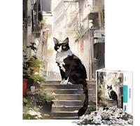 Puzzle 1000 pièces pour Adolescents Chat dans la Ruelle Jeu éducatif et Casse-tête pour Toute la Famille Cadeau d'anniversaire (Dimensions 38x26cm)