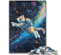 Puzzle 1000 pièces pour Adolescents Chat dans l'espace pour Les 14 Ans et Plus Jeu de Quiz Activités Amusantes à la Maison, Cadeau d'anniversaire, Cadeaux de Voyage 50x75cm