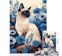 Puzzle 1000 pièces pour Adolescents Chat dans Une mer de Fleurs Violettes Jeu de 1000 pièces Idée Cadeau pour la décoration intérieure (50x75cm)