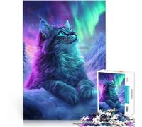 Puzzle 1000 pièces pour Adolescents Chat des aurores boréales Jouets de Divertissement Familial décoration Murale 50x70cm