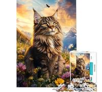 Puzzle 1000 pièces pour Adolescents Chat des Montagnes en Fleurs » Un Puzzle idéal pour Les Adolescents pour enrichir Leurs Souvenirs et Leur liste de souhaits avec Le Père Noël Un Parfait