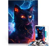 Puzzle 1000 pièces pour Adolescents Chat éclair Jouets de Divertissement Familial avec des pièces de Formes aléatoires entièrement imbriquées 52x38cm