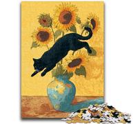 Puzzle 1000 pièces pour Adolescents Chat et Tournesol Design Dynamique et Unique Expérience de Puzzle relaxante et stimulante 50x75cm