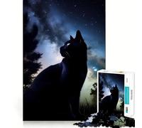 Puzzle 1000 pièces pour Adolescents Chat Galaxie Animaux Nature Bords précis Art Entraînement Mental Jeu Calme et Amusant Cadeau d'anniversaire Artistique (38x26cm)