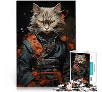 Puzzle 1000 pièces pour Adolescents Chat Guerrier Japonais Jeux éducatifs Décoration d'intérieur Idées Cadeaux 38x26cm