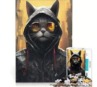 Puzzle 1000 pièces pour Adolescents Chat Humain du Futur en Sweat à Capuche, Jeu Impossible, activités Amusantes à la Maison, Cadeaux d'anniversaire et de Noël Uniques 38x52cm