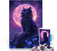 Puzzle 1000 pièces pour Adolescents Chat Lunaire Séjour Anti-Stress pour Tuer Le Temps Car C'est Un pour Toute la Famille 38x52cm
