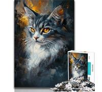 Puzzle 1000 pièces pour Adolescents, Chat Maine Coon, Puzzles pour Adultes, Anti-Stress, séjour, Tuer Le Temps, liste de souhaits avec Le Père Noël (Taille 38x26cm)