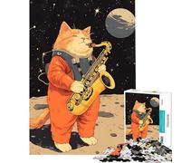 Puzzle 1000 pièces pour Adolescents Chat Mignon Jeu éducatif Musical Jouet d'apprentissage Cadeau d'art découpe de précision (Taille 38x26cm)