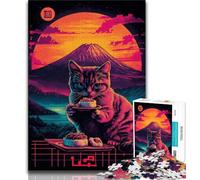 Puzzle 1000 pièces pour Adolescents Chat néon 1000 pièces, Jeu de Quiz, décoration Murale, Cadeaux d'anniversaire et de Noël Uniques (Taille 38x26cm)