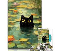 Puzzle 1000 pièces pour Adolescents, Chat Noir, 1000 pièces pour Adultes, Collection de Jeux intellectuels, Beaux-Arts 26x38cm