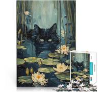 Puzzle 1000 pièces pour Adolescents Chat Noir caché dans la rivière Jeu éducatif Défi Jouet Améliorer la mémoire 38x26cm